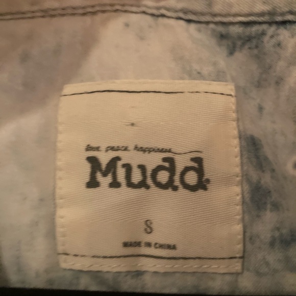 Mudd SMALL sleeveless denim button down acid wash bleached - Picture 3 of 4